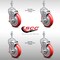 Service Caster 5 Inch SS Red Polyurethane Swivel 10mm Threaded Stem Caster Set Brake SCC SCC-SSTS20S514-PPUB-RED-TLB-M1015-4 - alternate 3